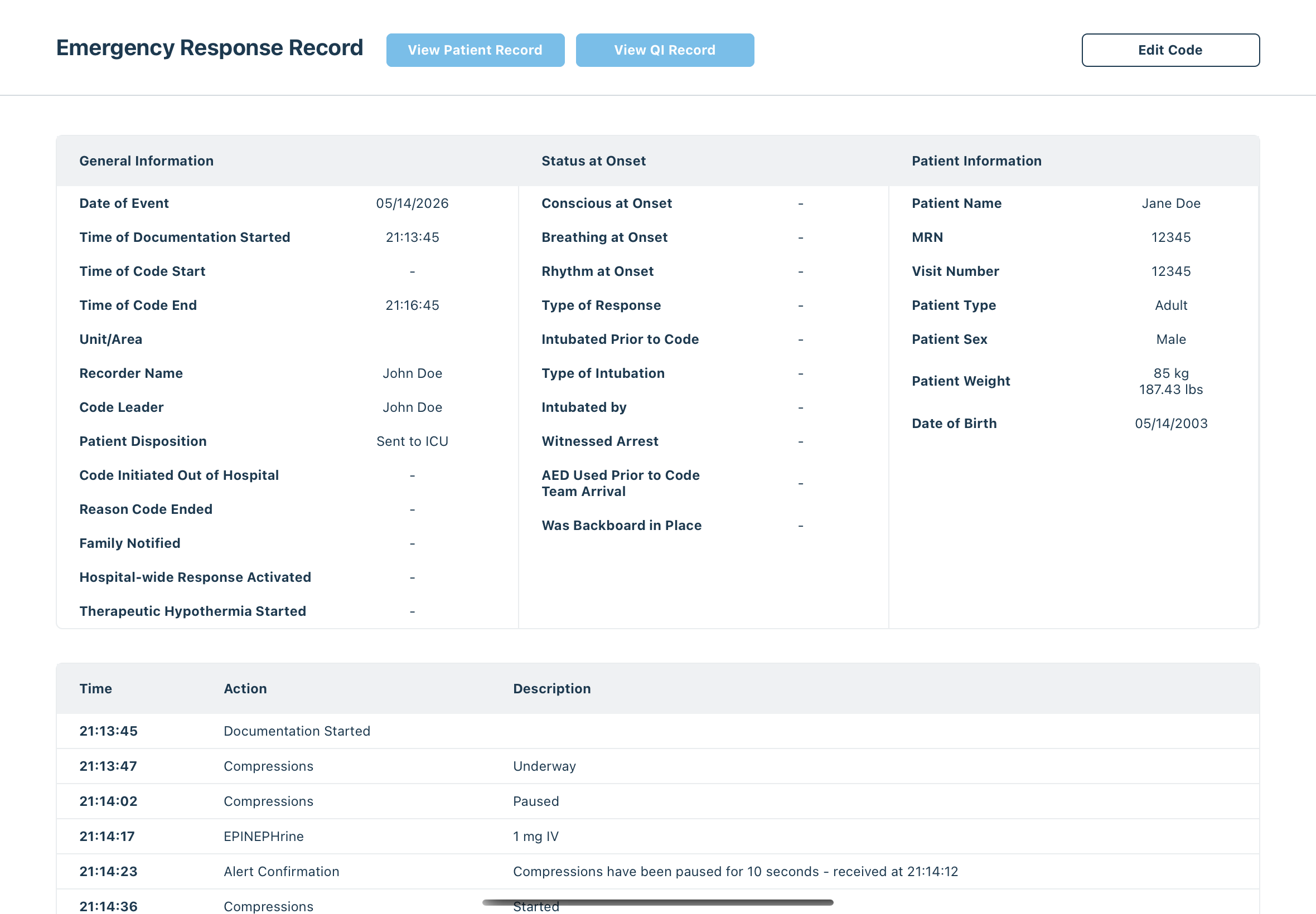 RevitalPro QI reporting screen